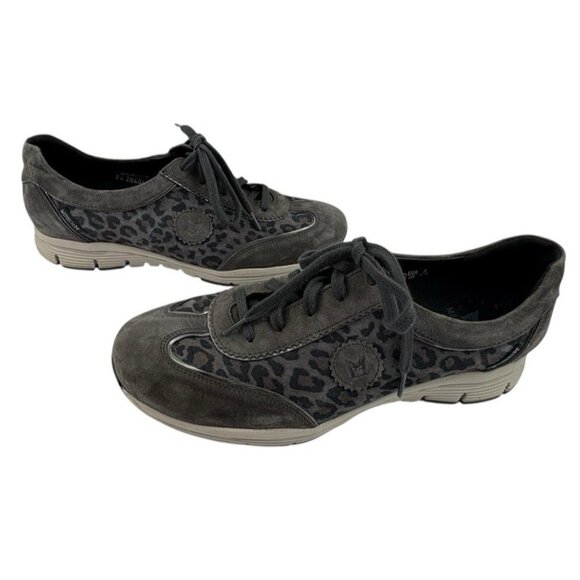 *Mephisto Runnoff Yael Leopard Pring Leather Sneakers Womens 10.5 Gray Comfort - Picture 8 of 11
